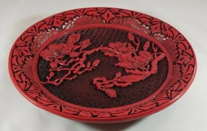 Chinese Carved Cinnabar Lacquer Plate - Foto 1 di 3
