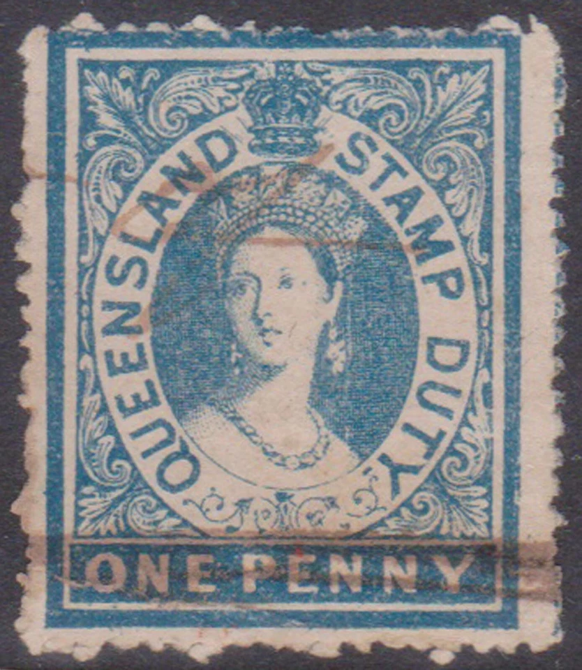(F289-26) 1868 vQLD 1d serviço de selo QVIC azul escuro (Z)  - Imagem 1 de 1