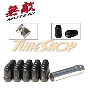 MUTEKI CLOSE END SPLINE TUNER LOCK LUG NUTS 12X1.5 1.5 ACORN WHEELS RIM BLACK L - Picture 1 of 2