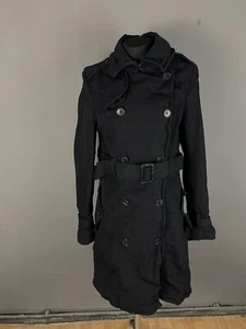 Allsaints Spitalfields Womens Episode Coat Jacket Wool Linen Black Size 8 - Picture 1 of 18