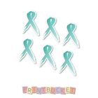 Teal ribbon support awareness sticker 60mm 3 pack quality waterproof vinyl