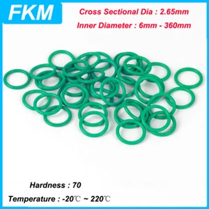 FKM Green O Ring Metric Fluoro Rubber Oring THK 2.65mm Resistant Oil Seal Gasket - Picture 1 of 21