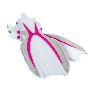Oceanic Manta Ray Pinne con Tacco Aperto con Cinghie a Molla, Rosa/Bianco - Foto 1 di 3