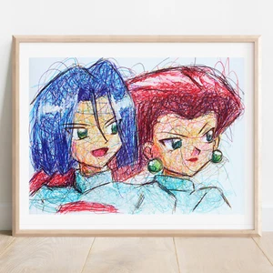 Estampado con bolígrafo Team Rocket, póster de arte de Pokémon - Imagen 1 de 3