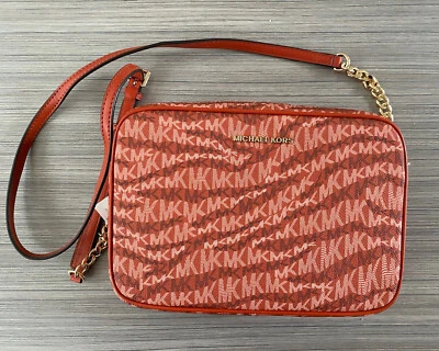 Bandolera naranja nueva con etiquetas Michael Kors Signature Logo Jet Set Travel Grande East West Foto 1 de 4