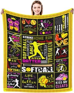 Softball Blanket Ultra Soft Warm Flannel Throw Blanket Softball Lover Softbal... - Picture 1 of 8
