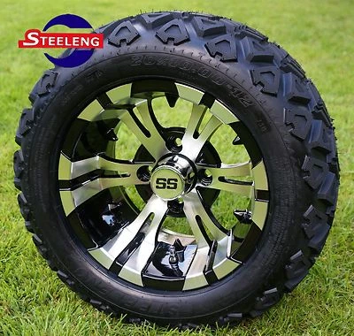 GOLF CART 12" VAMPIRE (Machined & Black) WHEELS and 20" AT TIRES (SET OF 4)  Foto 1 de 4