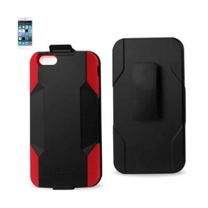 Reiko iPhone 6 Plus 3-in-1 Hybrid Heavy Duty Holster Combo Case in Red Black | M - Picture 1 of 4