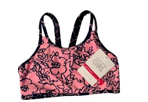 NWT*Athleta GIRL POOL DAYS Reversible Floral Bikini Top *Size 16* Navy &Pink - Picture 1 of 3