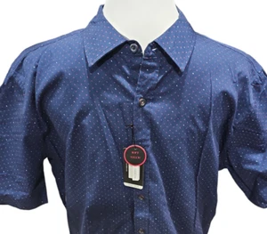 Beverly Hills Polo Club Mens Medium Short Sleeve Button Up Top Modern Fit Blue - Picture 1 of 3