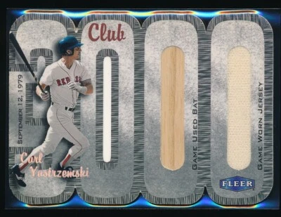 Carl Yastrzemski 2000 Fleer Club 3000 Jersey Bate Doble Reliquia 002/100 Foto 1 de 2