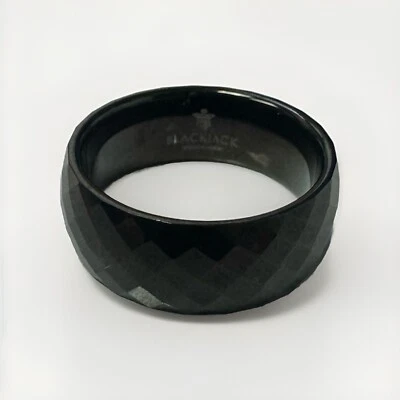 Anillo de banda negro de tungsteno Black Jack para hombre talla 8,5 Foto 1 de 3