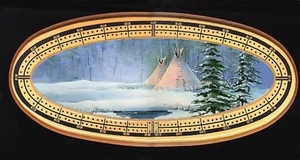 CRIBBAGE BOARD by Sharon Sharpe "PEACEFUL TIPI" - Picture 1 of 1