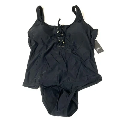 NEW Mossimo One Piece Swimsuit Size XL Black Gold No Wire Front Tie #0419 - Image 1 of 4