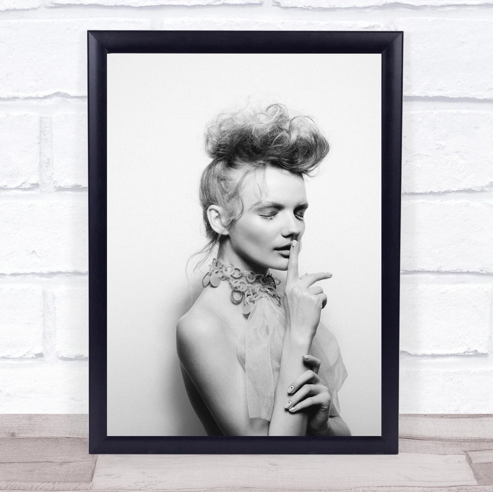 Quiet Silence Finger Hush Woman Wall Art Print - Image 1 of 1