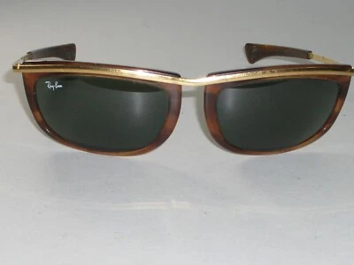 VINTAGE B&L RAY BAN L1001 TORT/GOLD COMBO G15 CURVED OLYMPIAN WRAPs SUNGLASSES - Image 1 of 4