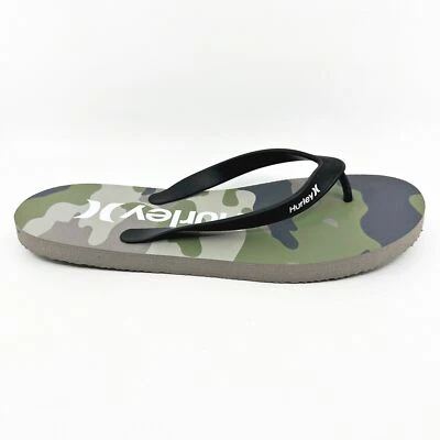 Мужские коричневые зеленые камуфляжные сандалии Hurley с логотипом шлепанцы для бассейна пляжа - Изображение 1 из 4