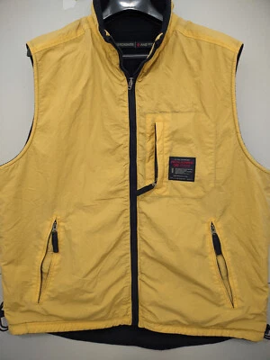 Chaleco Abercrombie Fitch Para Hombres XL Amarillo Negro Reversible Cremallera Shell Vellón De Colección Y2K Foto 1 de 4