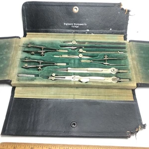 Antique Engineers Equipment Co Chicago Mechanical Drawing Drafting Tool Set - Bild 1 von 24