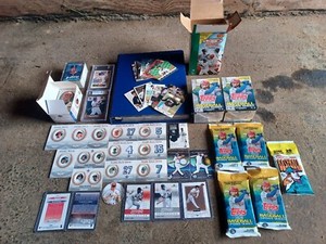 HUGE VINTAGE PSA GAME USED GU JERSEY INSERT ROOKIE RC SPORTS CARD COLLECTION LOT