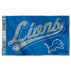 Detroit Lions Script Logo Premium 3x5 Foot Premium Flag - Picture 1 of 6