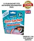 3 X Slim-Sachet Small Space Dehumidifiers - Cars Drawers Gym-Bags  Fits Anywhere