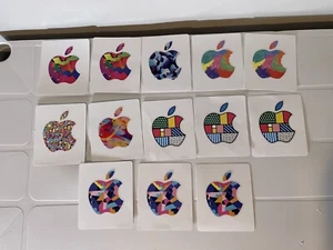 Lot of 13  Apple Logo Sticker Various Patterns Used Gift Cards - Picture 1 of 4