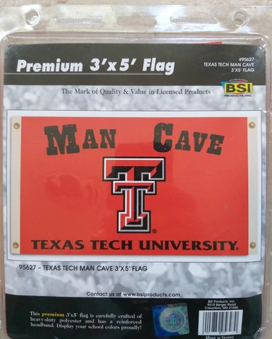 NCAA Texas Tech University Red Raiders MAN CAVE 3' x 5' FLAG w/4 GROMMETS Banner Cover