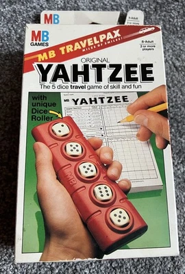Rare Red Vintage 1980s Retro Travel Yahtzee Game Dice Roller MB Games (Boxed) - Image 1 of 2