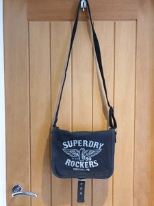 Bolso Bandolera Mensajero De Colección Súper Seco Lona 59 Rockers Tema Negro - Imagen 1 de 12