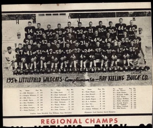 1954 LITTLEFIELD WILDCATS compliments RAY KEELING BUICK CO. * Calendar CLIPPING - Picture 1 of 3