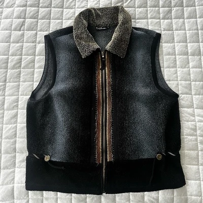 Vintage KD SPRING Womens Vest Large Gray Fleece Full Zip Lagenlook Artsy Boho  - Image 1 of 4