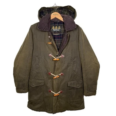 Barbour Kinneff Wax Duffle Coat Waxed Jacket Medium Tailored Wool Lined Hooded - Image 1 of 4