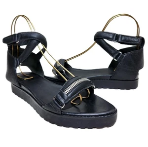 Alexander Wang Reißverschluss Plateau Sandalen Gr. 10 US/40 EU schwarz Leder Knöchelriemen - Bild 1 von 14