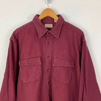 Vintage L.L.Bean Shirt Mens 18 Tall Chamois Cloth Heavy Brushed Cotton Made USA - Image 1 of 4