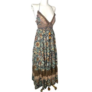 Free People Real Love Tassel Tie Maxi Dress Women Sz Medium Vacation Spring Boho - Picture 1 of 8