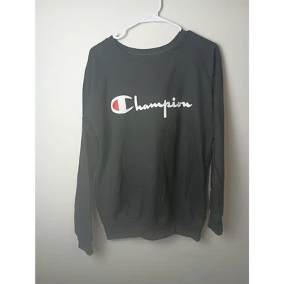 Champion Crewneck Sweatshirt Women Size XL Black pull on Logo  - Image 1 of 4