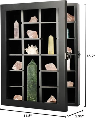 Vitrine de rocha ajustável KCRasan - Organizador de cristal de madeira para Stora de pedras - Imagem 1 de 4