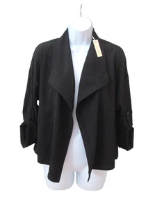 Max Studio London Soft Draped Jacket Open Front Black Small MSRP $118 NEW - Picture 1 of 5