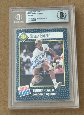 STEFAN EDBERG SIGNED 1993 SPORTS ILLUSTRATED FOR KIDS CARD BECKETT BAS TENNIS - Image 1 of 2