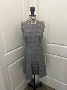 NEU J.Crew schwarz & weiß Herrenbekleidung Karo fallende Taille Schößchen Kleid Größe 10 - Bild 1 von 6