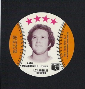Discos MSA Isaly's Sweet William 1976 Andy Messersmith Los Angeles Dodgers como nuevos - Imagen 1 de 2