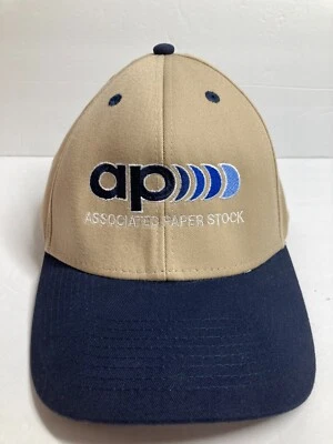 Boné AP Associated Paper Stock bege azul adulto bordado ajustável - Imagem 1 de 4