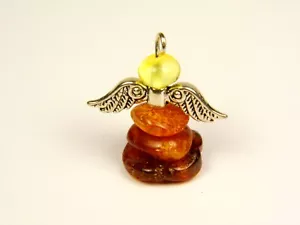Angel Figurine Souvenir With Baltic Amber Stone Natural Genuine Religious 6375 - Picture 1 of 9