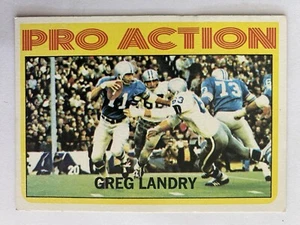 Fútbol americano Topps 1972 #261 Greg Landry acción profesional - Imagen 1 de 2
