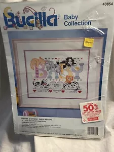 Gezählte Kreuzstich WELPEN & KÄTZCHEN GEBURTSREKORD Baby Sammlung Bucilla Neu - Bild 1 von 5