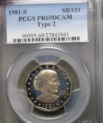 1981-S PROOF Type 2 Susan B Anthony Dollar PR-69 DCAM PCGS Slabbed Coin -- #114B - Image 1 of 4