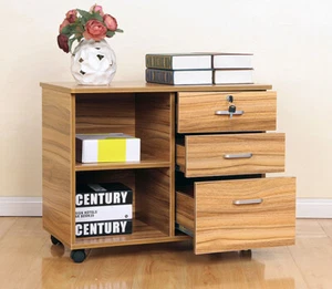 ποΈ Side Table Oak 3-Drawer w/Wheels Modern AU Stock Fast Post π¦ - Picture 1 of 9