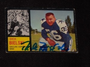 DICK BIELSKI 1962 TOPPS SIGNED AUTOGRAPHED CARD #43 DALLAS COWBOYS