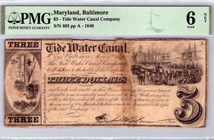 Maryland, Baltimore $3 Tide Water Company, (RARE ONE-OF-A-KIND) - Picture 1 of 3